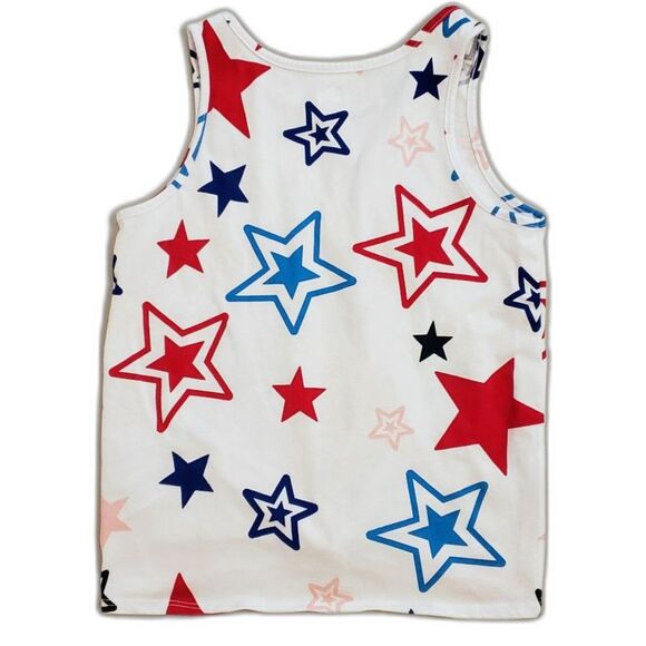 Celebrate Girls Patriotic Tank Top White Stars Size L 10-12 - Picture 3 of 6